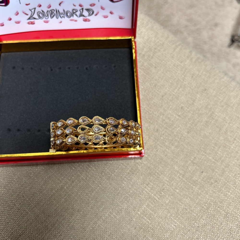 Gold-tone Crystal Teardrop Bracelet by